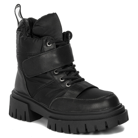 GOE Women's platform leather black boots