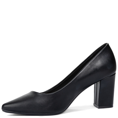 Sergio Leone Classic Block-Heel Pumps Almond Toe Black PB414 CZARNY PU
