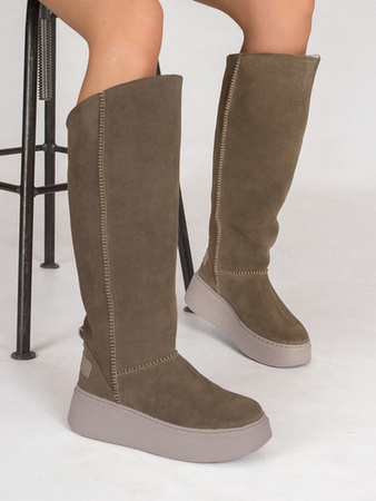 Maciejka Dirty Beige Knee-High Boots