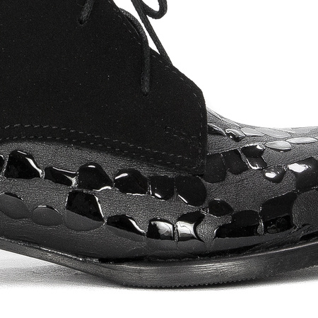 Maciejka Trzewiki damskie ocieplane na obcasie czarne