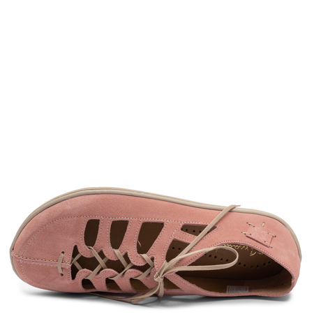 Maciejka Pink Leather Lace-up Openwork Flat Shoes 06835-33/00-1