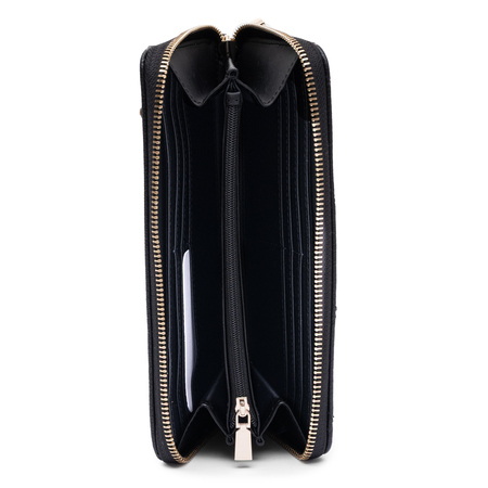 Guess Elegancki Zapinany Na Zamek Portfel Damski Z Paskiem Czarny SWQG2241146-BLACK