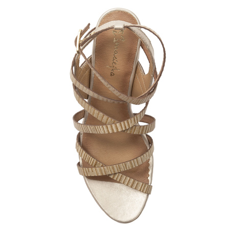 Maciejka Women's High Heel Leather Sandals Gold