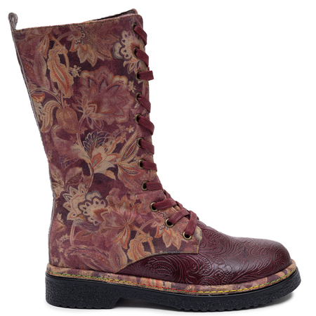 Maciejka Avant-garde Burgundy Lace-up Leather Ankle Boots K7686-23/00-7