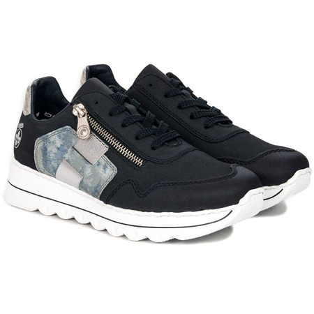 Rieker Buty damskie sneakersy Pazifik/Heaven/Silver czarne