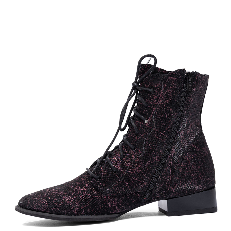 Maciejka Artistic Leather Ankle Boots Black Purple 6391W-44/00-1