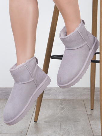 UGG Botki śniegowce damskie skórzane W Classic Mini II Pale Smoke