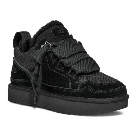 UGG Skórzano-Tekstylne Ocieplane Sneakersy Damskie Na Platformie Czarne W Lowmel Black 1144032 