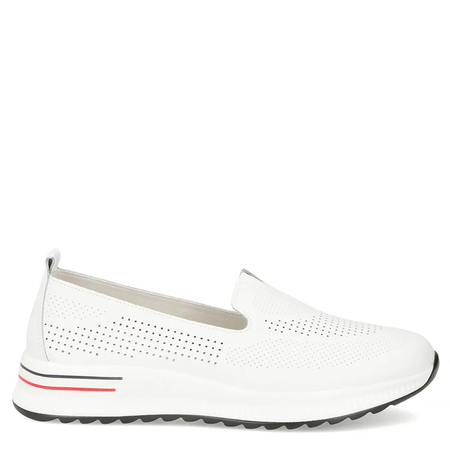 Filippo DP7611 Skórzane Półbuty Sportowe Wsuwane Białe DP7611-26-WH