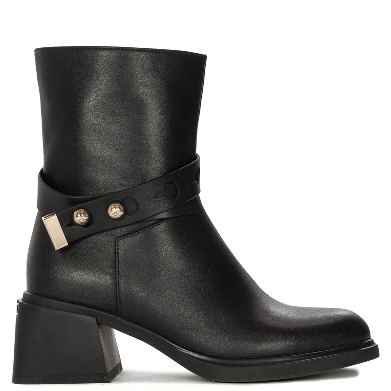 Maciejka Women’s Leather Ankle Boots Block Heel Black K7183-01/00-8
