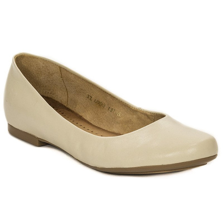 Maciejka Leather Ballerina Flats Low Heel Beige 00903-32/00-5