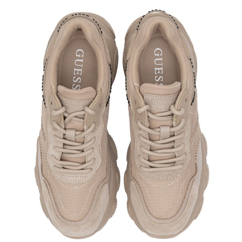 Guess Micola Sneakersy na Platformie Damskie Sznurowane Beżowe FL7MICLEA12