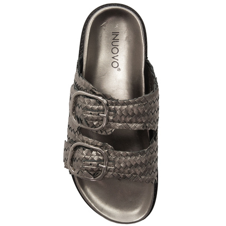  Inuovo Women's Leather Flip-Flops Silver