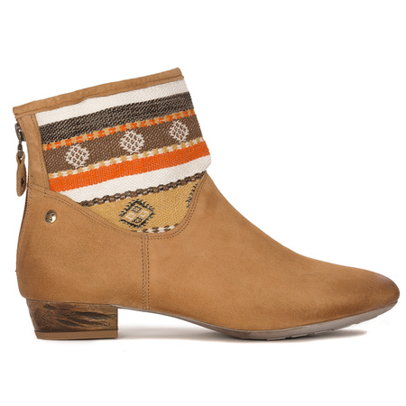 Maciejka Suede Ankle Boots Ethnic Knit Cuff Brown 05986-29/00-5