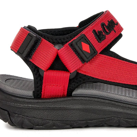 Lee Cooper Sandały damskie na rzepy Red Czerwone