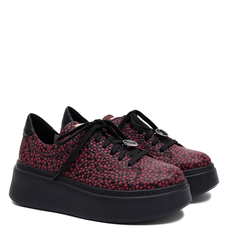 Maciejka Leather Sneakers On The Platform Burgundy Balls 6191W-15/00-8