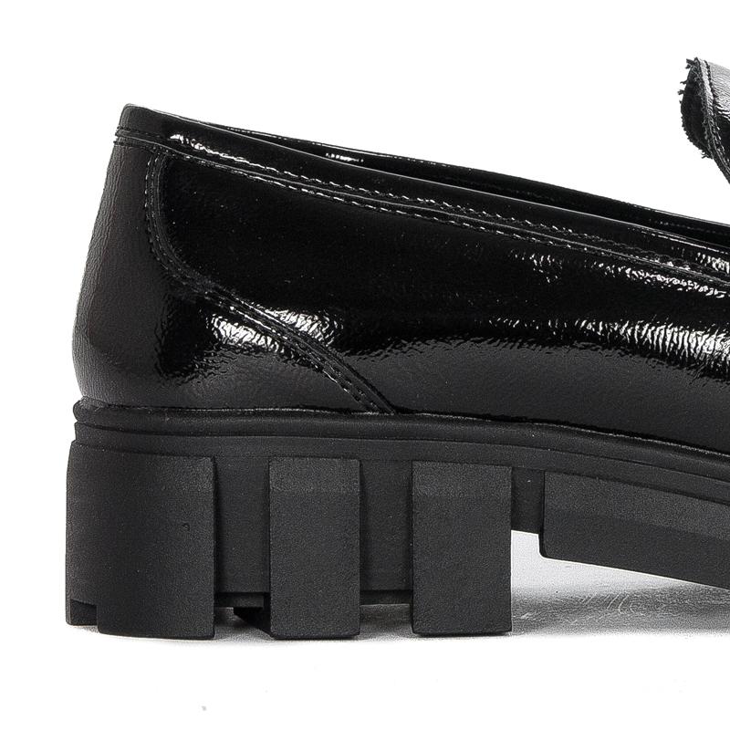 Sergio Leone Mokasyny damskie półbuty Czarny Lakier