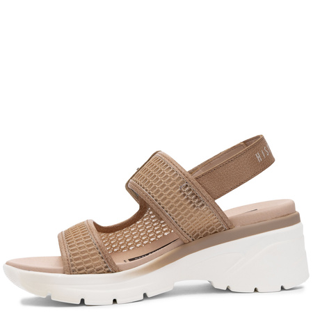 Hispanitas Leather Sandals On A Platform With Adjustable Strap Beige HV264636-DESERT