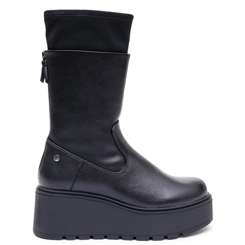 Maciejka Leather Wedge Sock Ankle Boots Black A7166-01/00-7