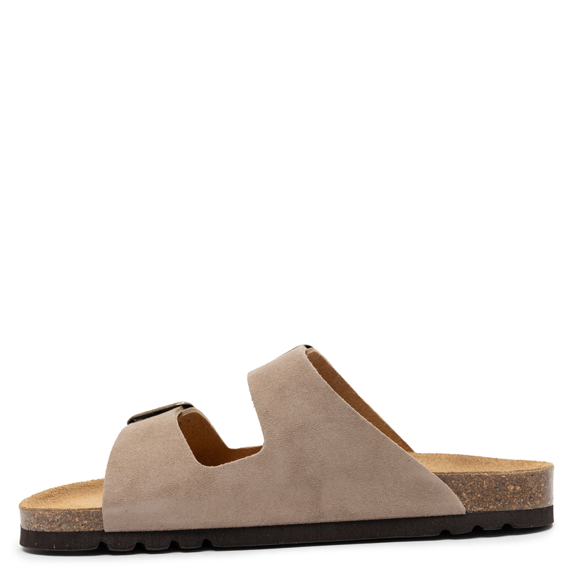 Scholl Leather Comfortable Adjustable Buckle Slides Beige F32579-2361