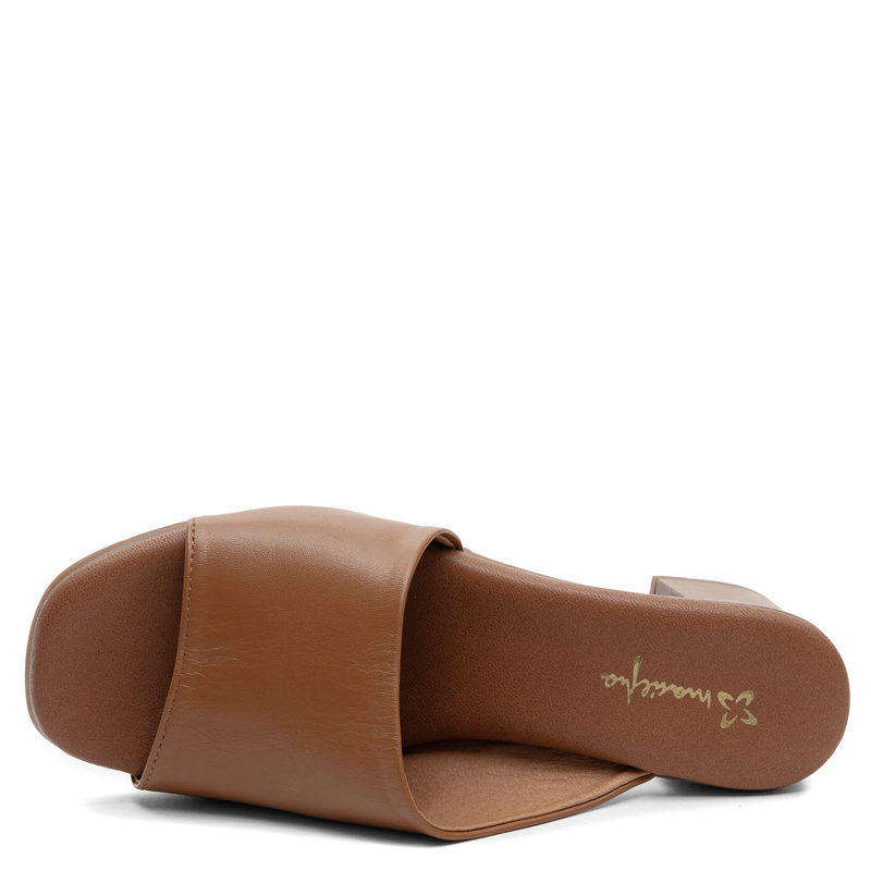 Maciejka Leather Block Heel Slides Brown E7395-29/00-1