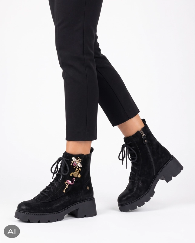 Maciejka Leather Ankle Boots Elegant Black 07656-01/00-8