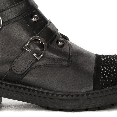 Botki Venezia Black skórzane Czarne