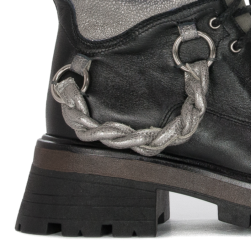 Maciejka Black + Grey Women's Lace-Up Boots