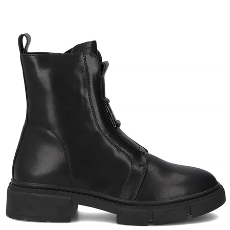 Filippo Leather Insulated Women's Ankle Boots Flat Heel Black DBT652425BK