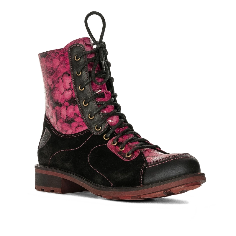 Maciejka Women's Leather Boots Black and Pink