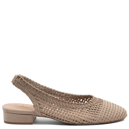 Sokolski Półbuty Ażurowe z Odkrytą Piętą Beżowe SR-L26-147-BEIGE