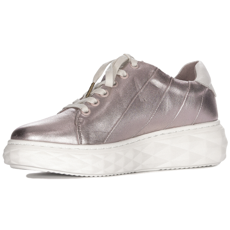 Maciejka Skórzane Sneakersy Miedziane Metaliczne na Platformie N6481-32/00-1