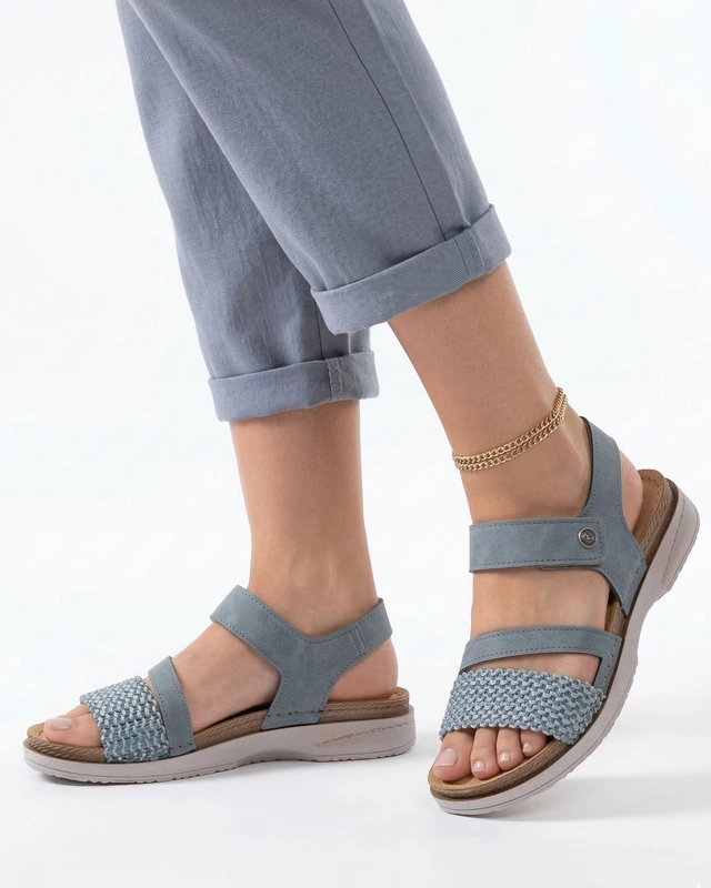 Inblu Women's Comfortable Sandals With Woven Strap Blue FA000005-LBLUE