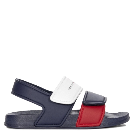 Tommy Hilfiger Kids' Velcro Sandals, Blue and White, T1X2-1172Y019