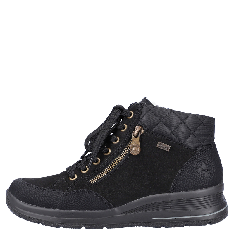 Rieker Ocieplane Skórzane Botki Na Platformie Czarne L7701-00-BLK