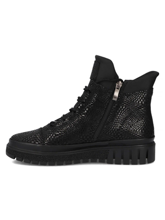 Filippo Leather Insulated Women’s Ankle Boots With Zip And Laces Black DBT7302-25-BK