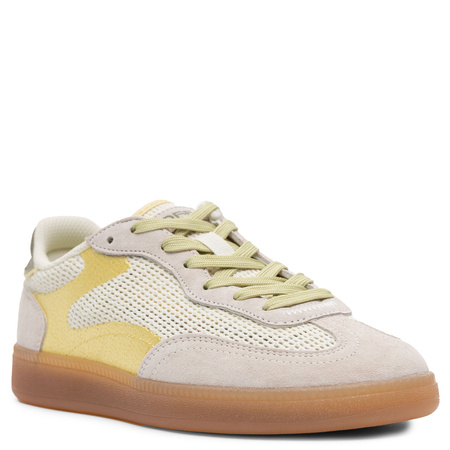Hoff Leather-Mesh Women’s Sneakers Breathable Flat Sole 2.5 cm Beige-Yellow 12519015