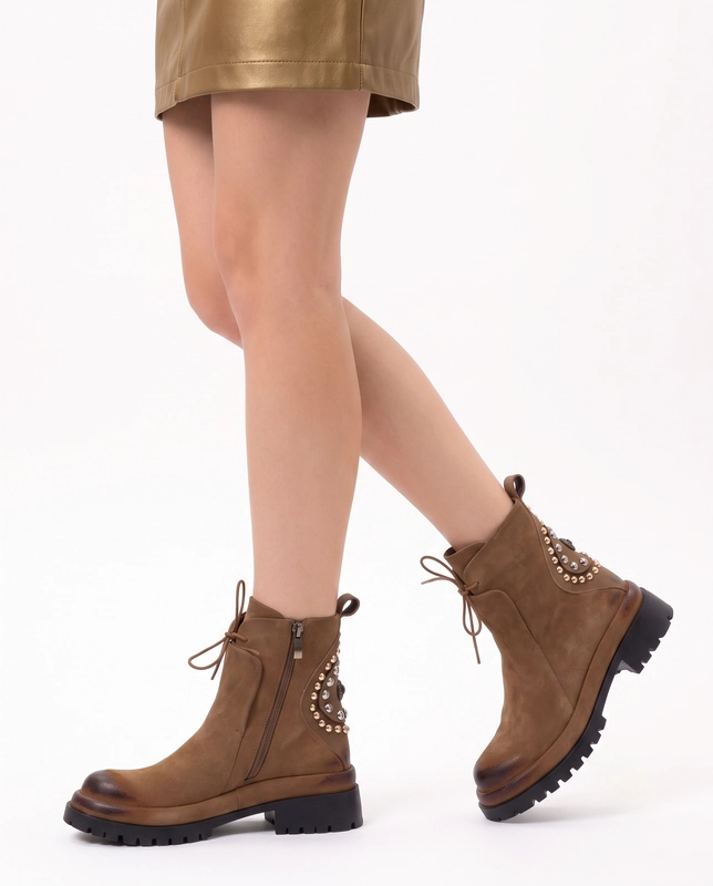 Maciejka Suede Studded Ankle Boots Vintage Brown K7747-29/00-7