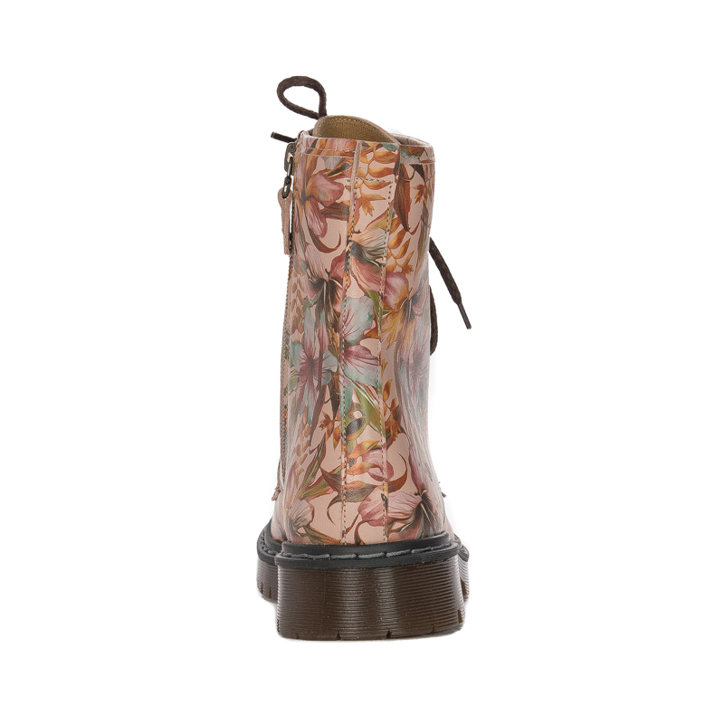 Maciejka 01609-15/00-6 Pink + Flowers Lace-up Boots