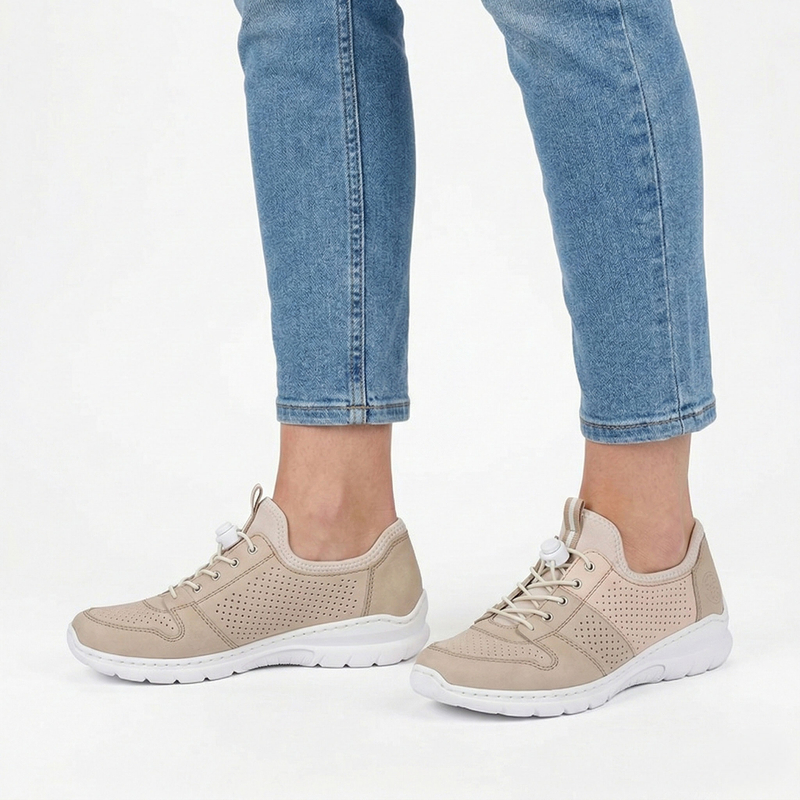 Rieker Beige Openwork Sneakers With Elastic Laces L3254-62