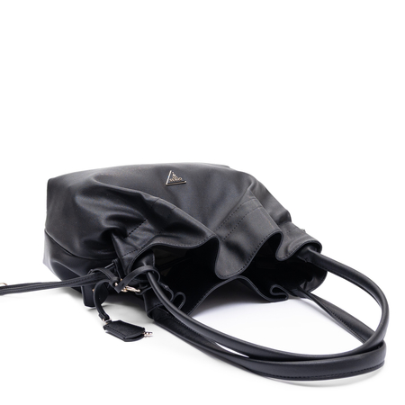 Guess Karima Drawstring Tote Bag Slouchy Shoulder Bag Black HWNG2249230-BLACK