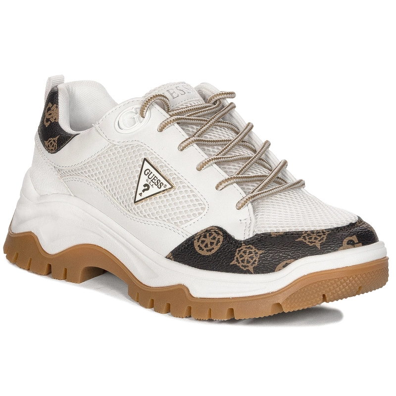 Guess White and Brown Sneakers Women