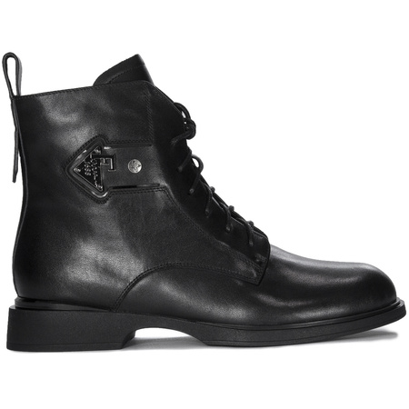 Maciejka Leather Lace-Up Ankle Boots With Side Zip Black N3115-01/00-8