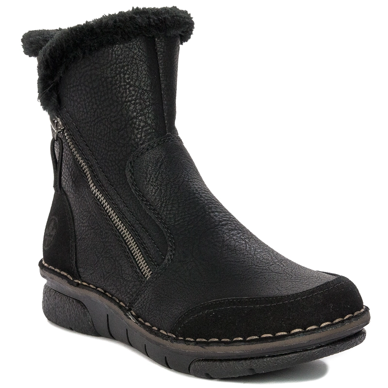 Rieker Botki damskie ocieplane Black czarne