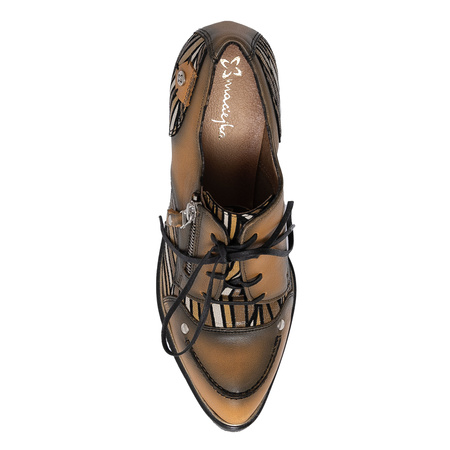 Maciejka Women's Lace-Up High-Heeled Shoes Yellow