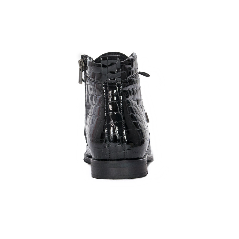 Botki Venezia YSB 0218 501 Black skórzane lakierowane Czarne