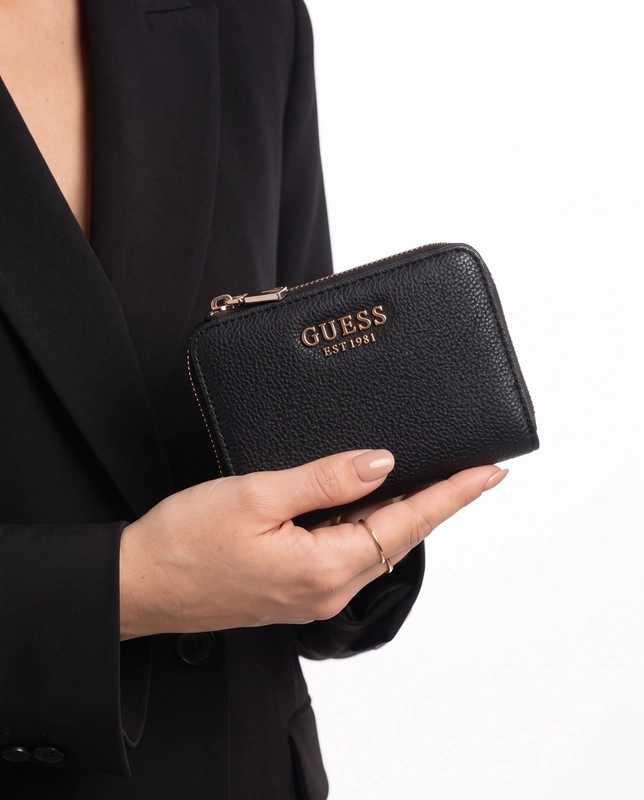 Guess Elegancki Zapinany Na Zamek Portfel Damski Czarny SWBG9735140-BLACK