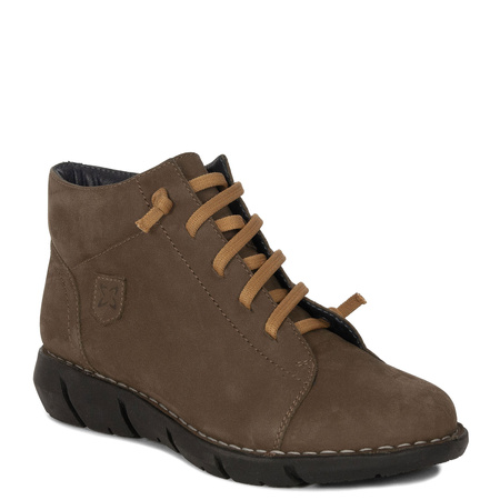 Maciejka Boots Elastic Laces Ankle Boots Side Zipper Brown P7240-12/00-1