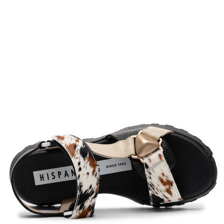 Hispanitas Skórzane Na Platformie Sandały Damskie Z Rzepami Wielokolorowe CHV264807-BUTTER
