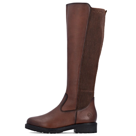Rieker Classic Leather Knee-High Riding Boots Elastic Shaft Brown R6594-24